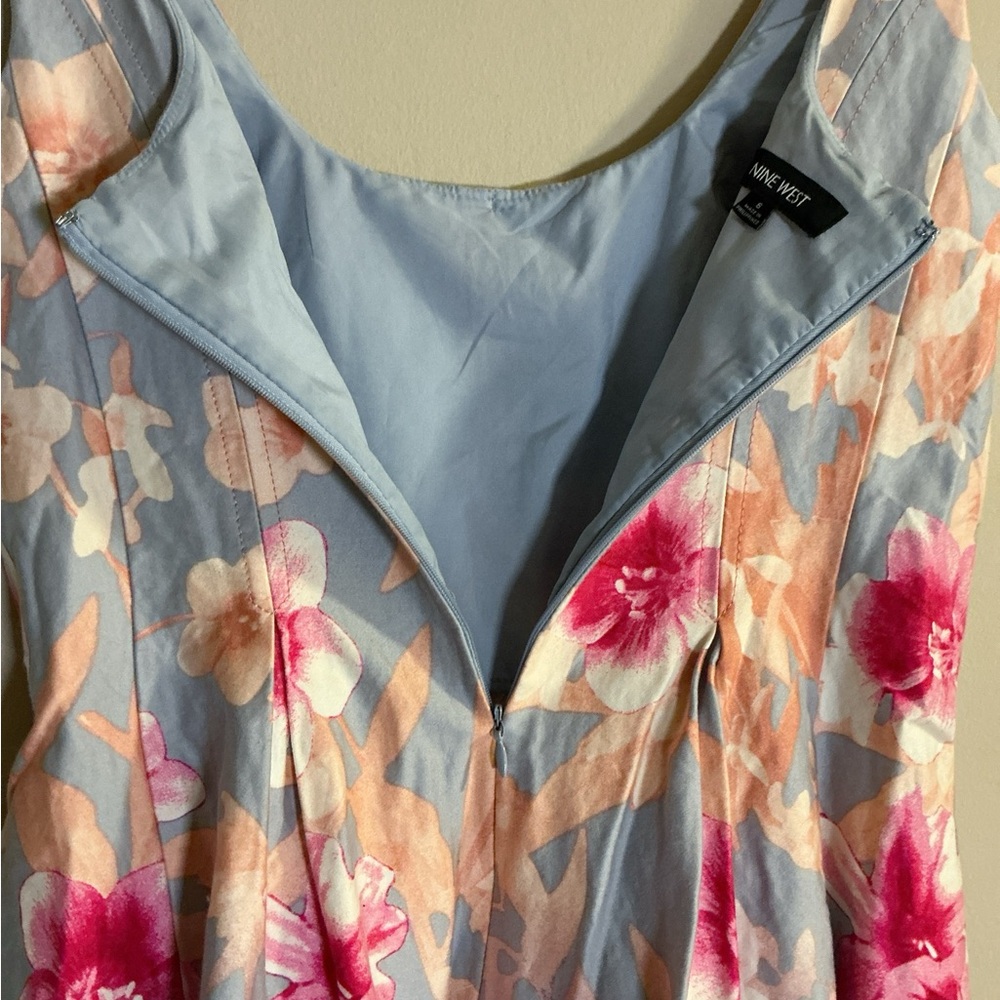 Nine West Pink and Gray Floral Midi Dress - Picture 6 of 10